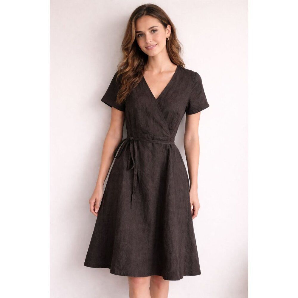 Mo:Vint [Color] Printed True Wrap Midi Dress NWT Size Medium